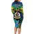 Malampa Day Long Sleeve Bodycon Dress Vanuatu Flowers with Malampa Emblem Tribal Pattern - Wonder Print Shop