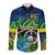 Malampa Day Long Sleeve Button Shirt Vanuatu Flowers with Malampa Emblem Tribal Pattern - Wonder Print Shop