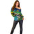 Malampa Day Off Shoulder Sweater Vanuatu Flowers with Malampa Emblem Tribal Pattern - Wonder Print Shop