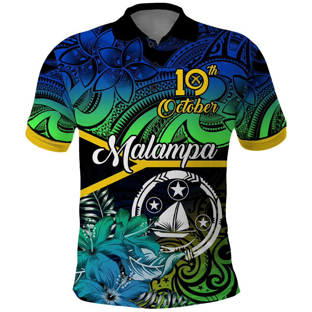 Malampa Day Polo Shirt Vanuatu Flowers with Malampa Emblem Tribal Pattern - Wonder Print Shop