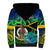 Malampa Day Sherpa Hoodie Vanuatu Flowers with Malampa Emblem Tribal Pattern - Wonder Print Shop