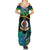 Malampa Day Summer Maxi Dress Vanuatu Flowers with Malampa Emblem Tribal Pattern - Wonder Print Shop