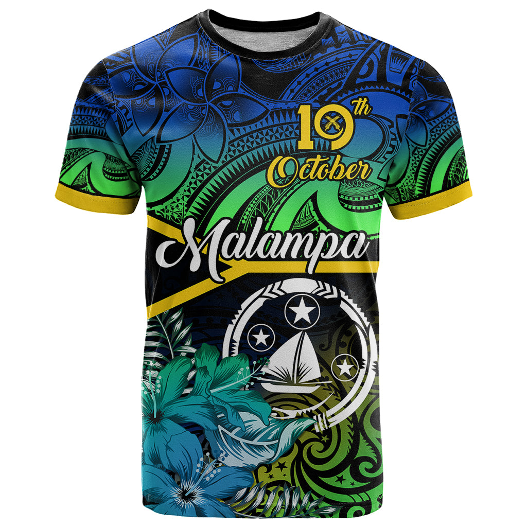 Malampa Day T Shirt Vanuatu Flowers with Malampa Emblem Tribal Pattern - Wonder Print Shop