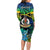 Personalised Malampa Day Long Sleeve Bodycon Dress Vanuatu Flowers with Malampa Emblem Tribal Pattern - Wonder Print Shop