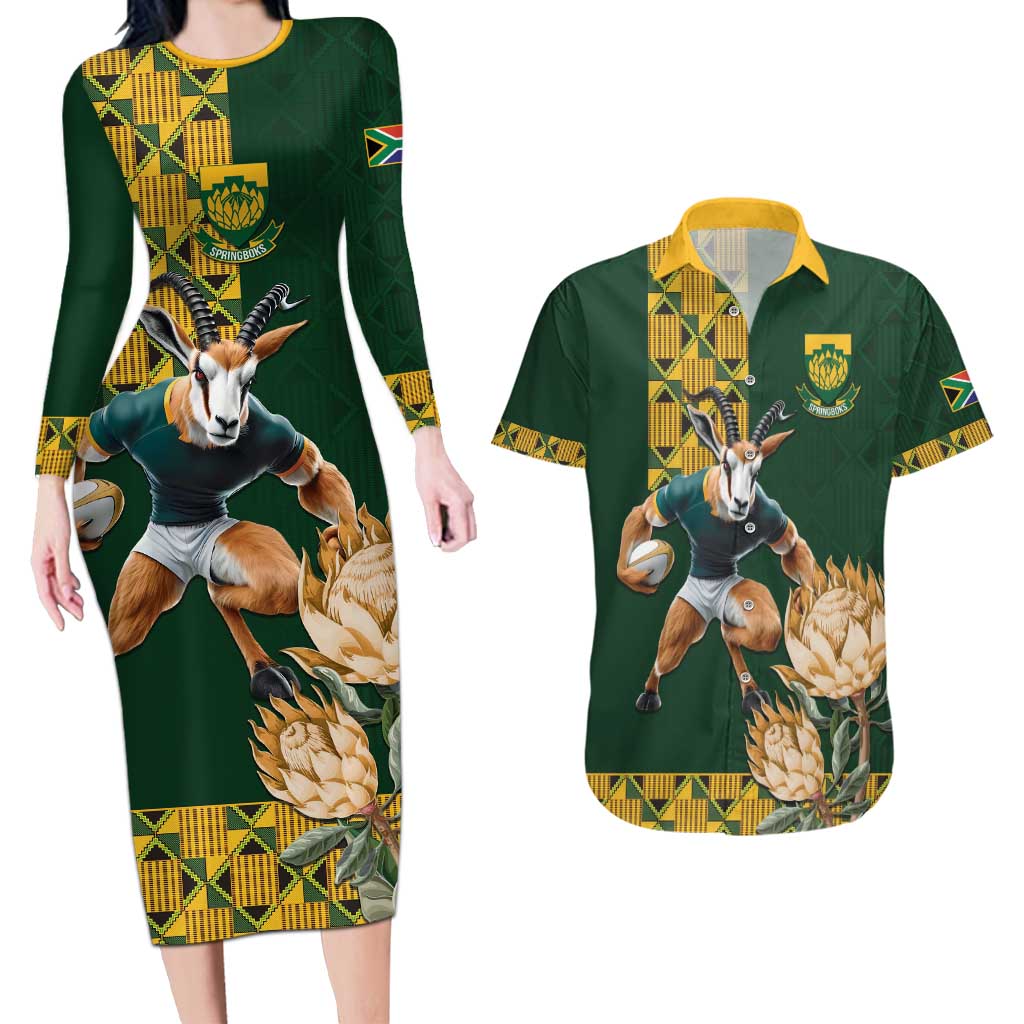 South Africa Rugby History World Champions Couples Matching Long Sleeve Bodycon Dress and Hawaiian Shirt Springboks Make History LT9 - Wonder Print Shop