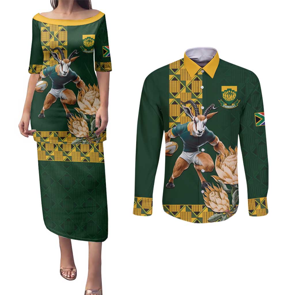 South Africa Rugby History World Champions Couples Matching Puletasi and Long Sleeve Button Shirt Springboks Make History LT9 - Wonder Print Shop