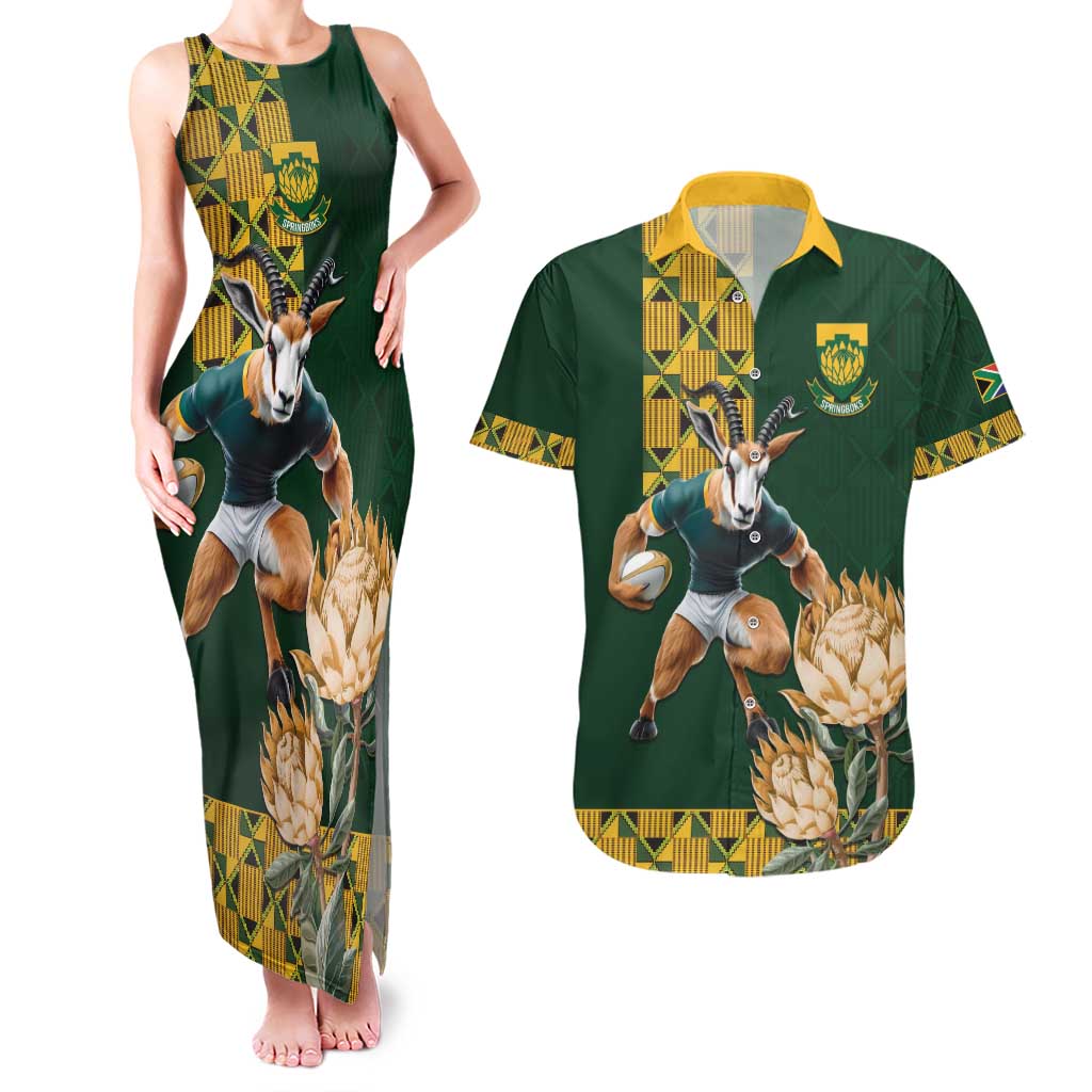 South Africa Rugby History World Champions Couples Matching Tank Maxi Dress and Hawaiian Shirt Springboks Make History LT9 - Wonder Print Shop