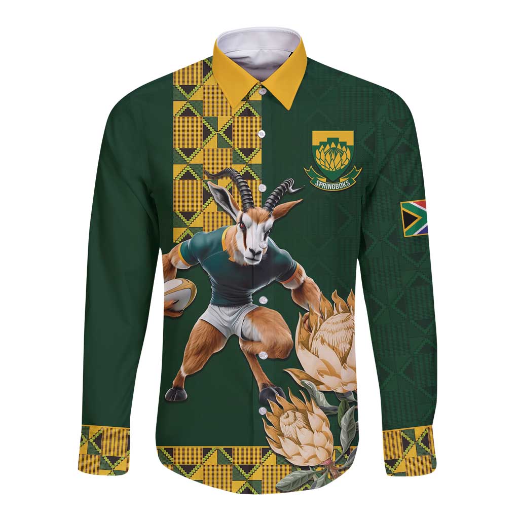 South Africa Rugby History World Champions Long Sleeve Button Shirt Springboks Make History - Wonder Print Shop