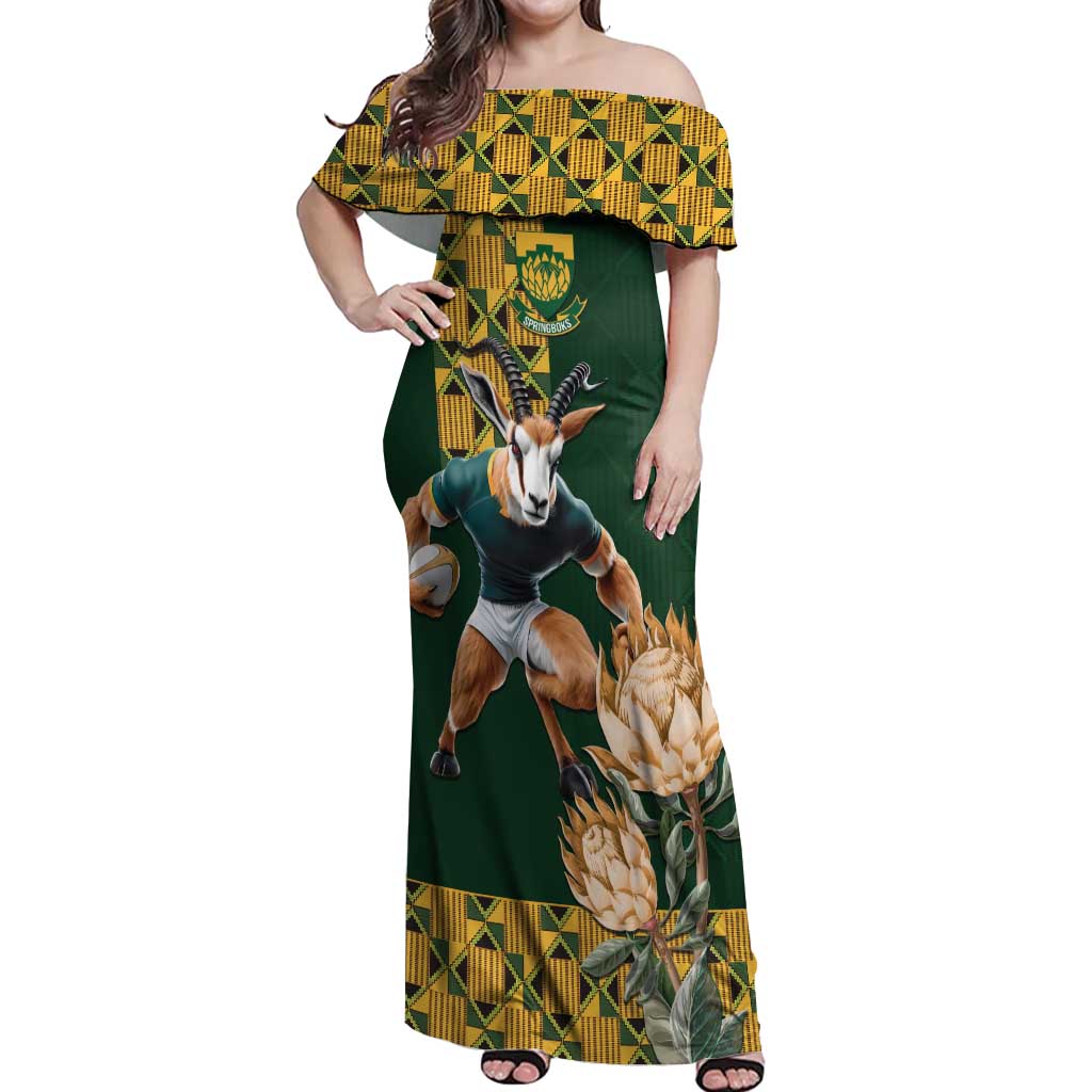 South Africa Rugby History World Champions Off Shoulder Maxi Dress Springboks Make History - Wonder Print Shop