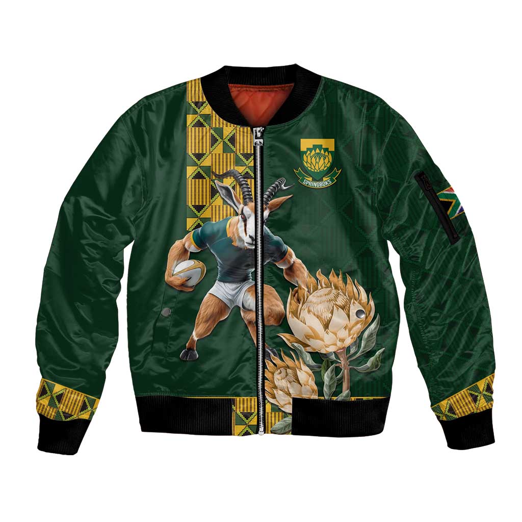 South Africa Rugby History World Champions Sleeve Zip Bomber Jacket Springboks Make History