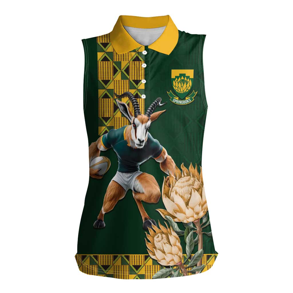 South Africa Rugby History World Champions Women Sleeveless Polo Shirt Springboks Make History