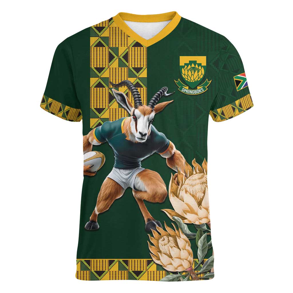 South Africa Rugby History World Champions Women V-Neck T-Shirt Springboks Make History