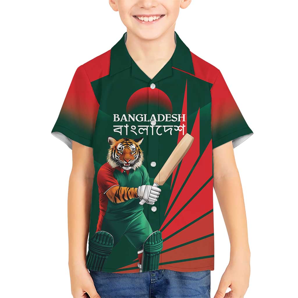 Bangladesh Cricket Custom Kid Hawaiian Shirt The Tigers Mascot with Sporty Style - Wonder Print Shop