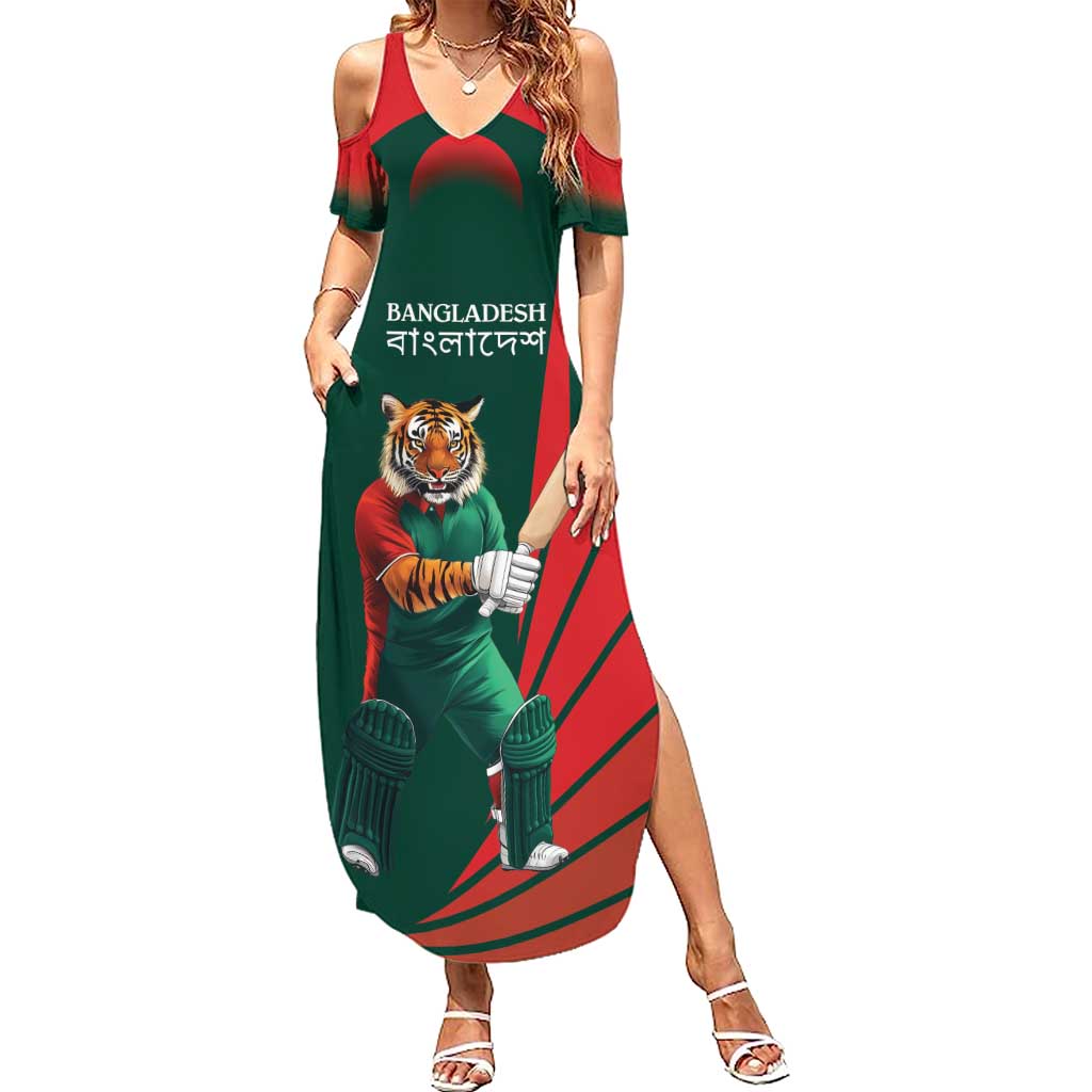 Bangladesh Cricket Custom Summer Maxi Dress The Tigers Mascot with Sporty Style