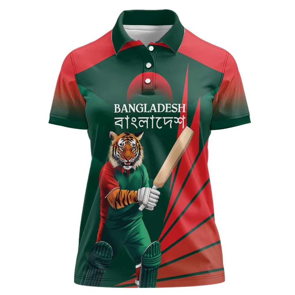 Bangladesh Cricket Custom Women Polo Shirt The Tigers Mascot with Sporty Style