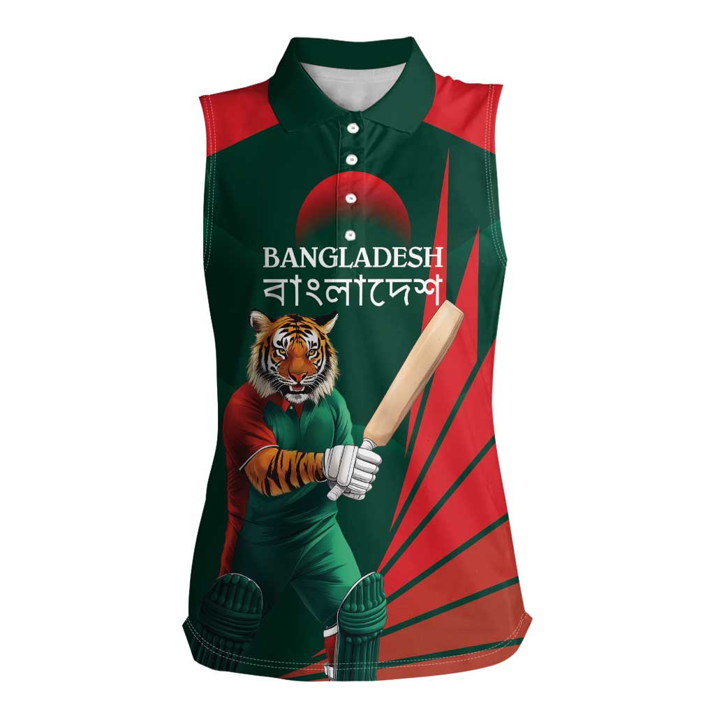 Bangladesh Cricket Custom Women Sleeveless Polo Shirt The Tigers Mascot with Sporty Style