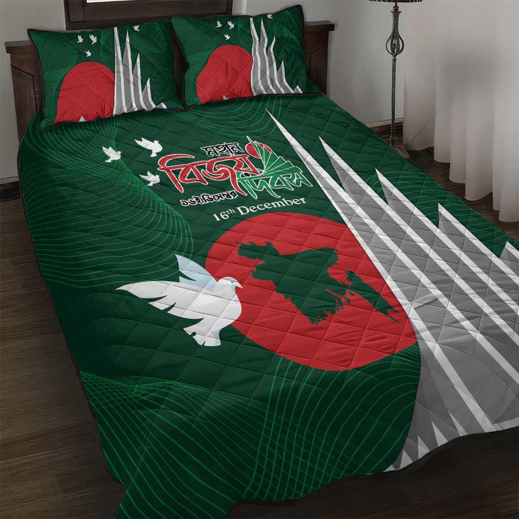 Bangladesh 16 December Victory Day Quilt Bed Set Jatiyo Sriti Shoudho with Sun - Wonder Print Shop