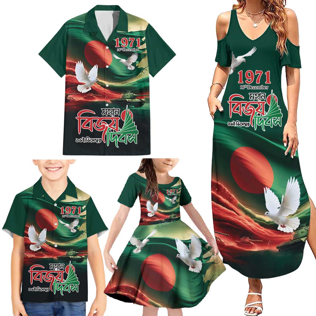 Bangladesh Victory Day Personalized Family Matching Summer Maxi Dress and Hawaiian Shirt Since 1971 with Flag Art - Wonder Print Shop