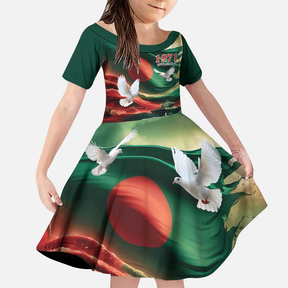 Bangladesh Victory Day Personalized Kid Short Sleeve Dress Since 1971 with Flag Art - Wonder Print Shop