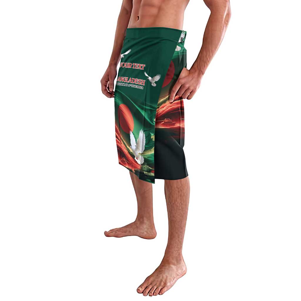 Green lavalava shorts with Bangladesh text, red disc flag, and white dove graphic