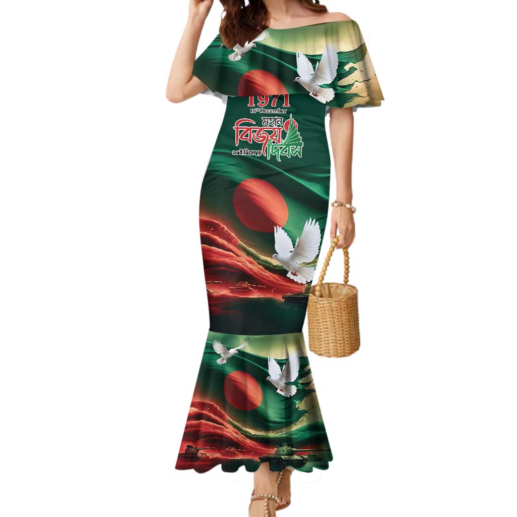 Bangladesh Victory Day Personalized Mermaid Dress Since 1971 with Flag Art - Wonder Print Shop