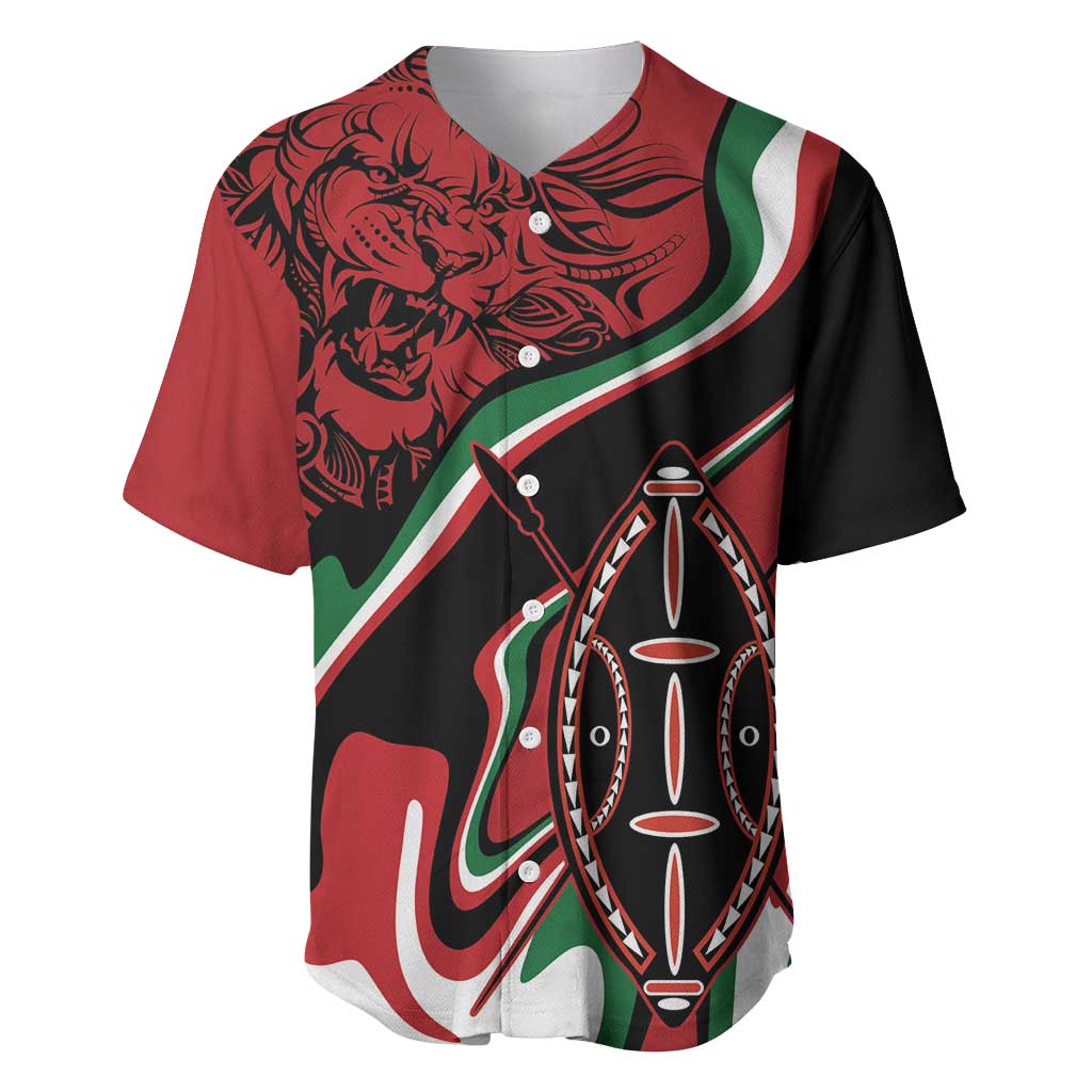 Happy Jamhuri Day Kenya Baseball Jersey Kenyan Lion and Maasai Shield LT9 - Wonder Print Shop