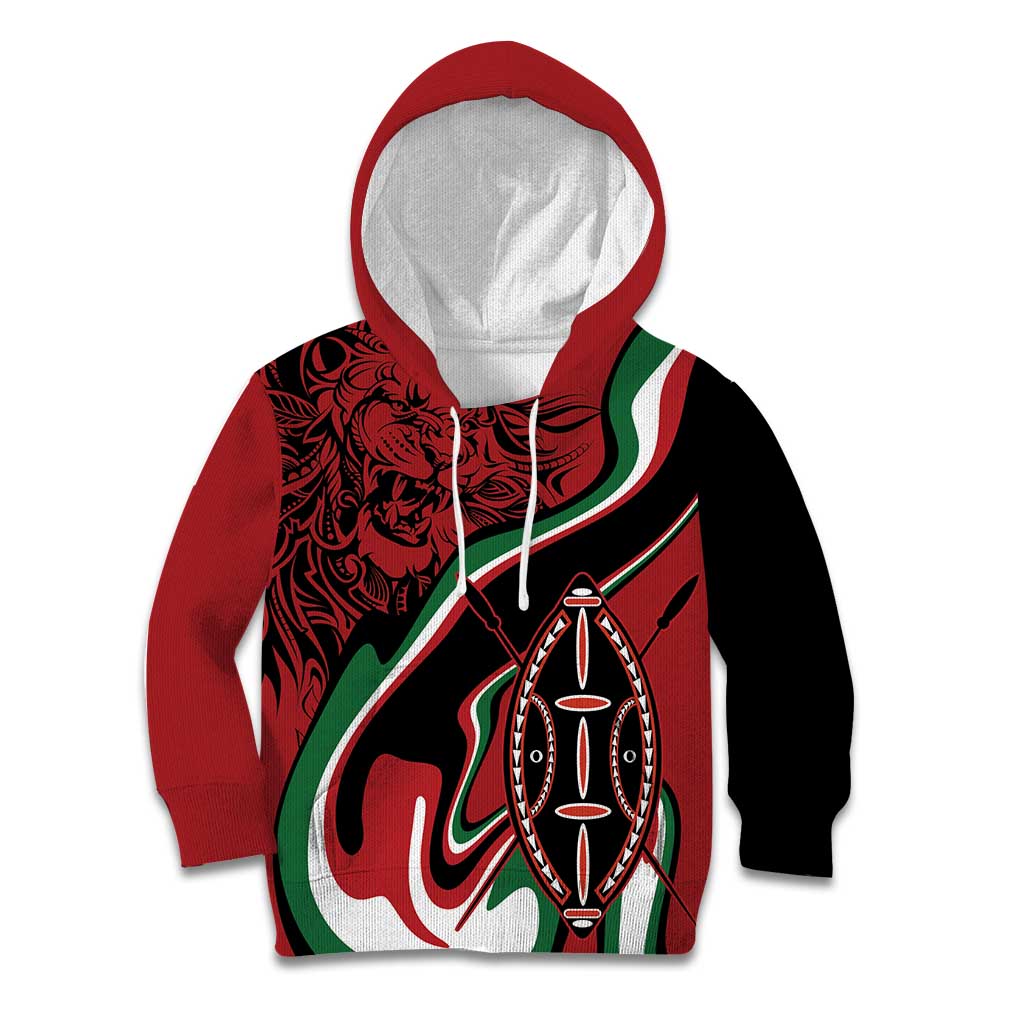 Happy Jamhuri Day Kenya Kid Hoodie Kenyan Lion and Maasai Shield - Wonder Print Shop