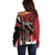 Happy Jamhuri Day Kenya Off Shoulder Sweater Kenyan Lion and Maasai Shield - Wonder Print Shop