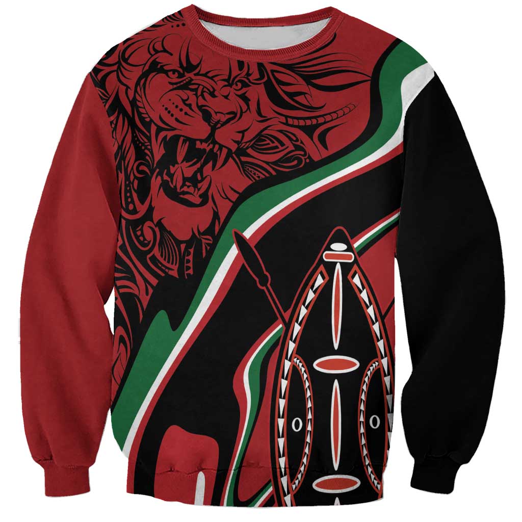 Happy Jamhuri Day Kenya Sweatshirt Kenyan Lion and Maasai Shield - Wonder Print Shop