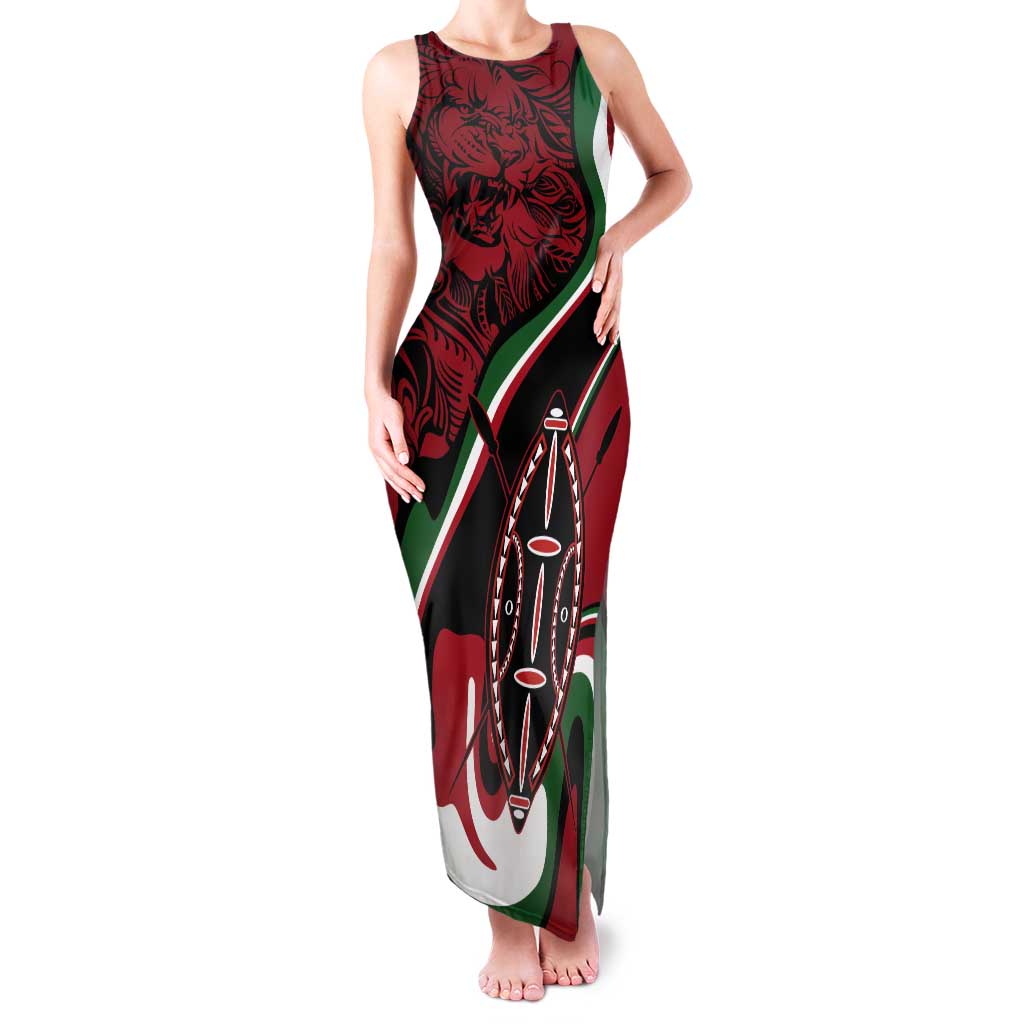 Happy Jamhuri Day Kenya Tank Maxi Dress Kenyan Lion and Maasai Shield - Wonder Print Shop