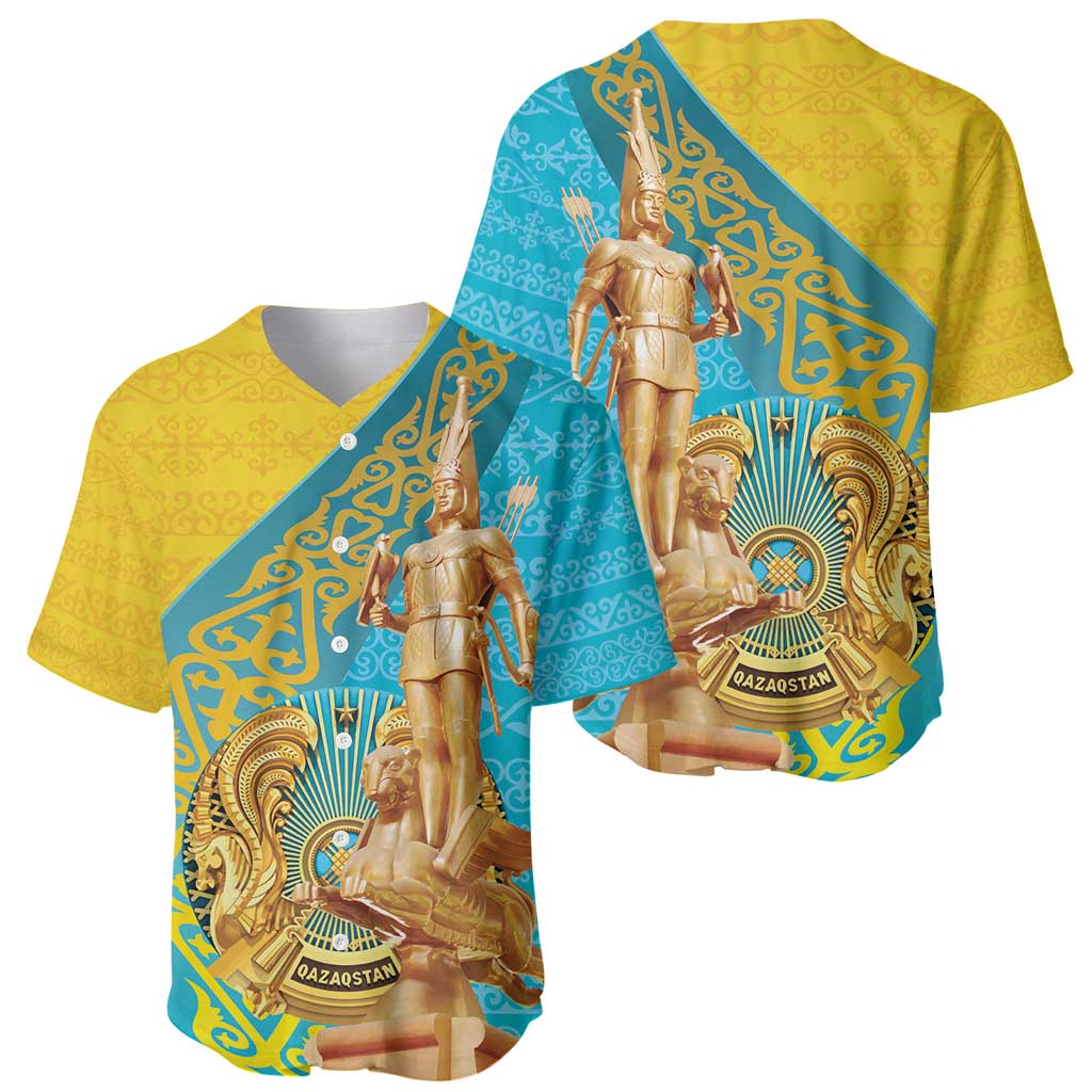 Gold and teal baseball jersey showing front and back with golden warrior artwork