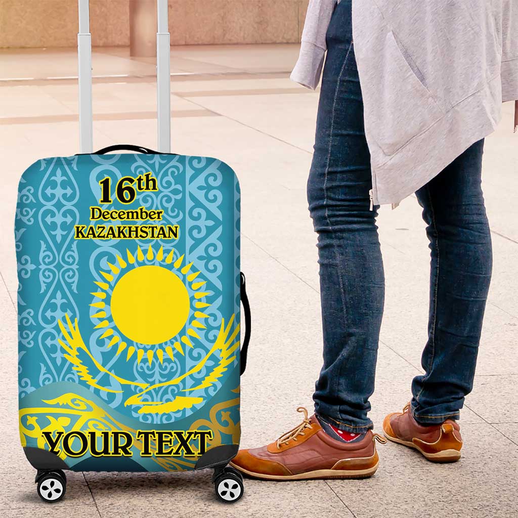 Kazakhstan Independence Day Personalized Luggage Cover 16 December with Kazakh Pattern