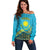 Kazakhstan Independence Day Personalized Off Shoulder Sweater 16 December with Kazakh Pattern - Wonder Print Shop