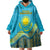 Kazakhstan Independence Day Personalized Wearable Blanket Hoodie 16 December with Kazakh Pattern