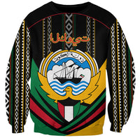 Black unisex sweatshirt with Al Sadu vertical stripes and circular ship emblem graphic