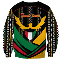 Black unisex sweatshirt with Al Sadu stripes and large emblem with 'Your text'