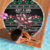 Pink Pierogi Flowers Over Dumplings Beach Blanket