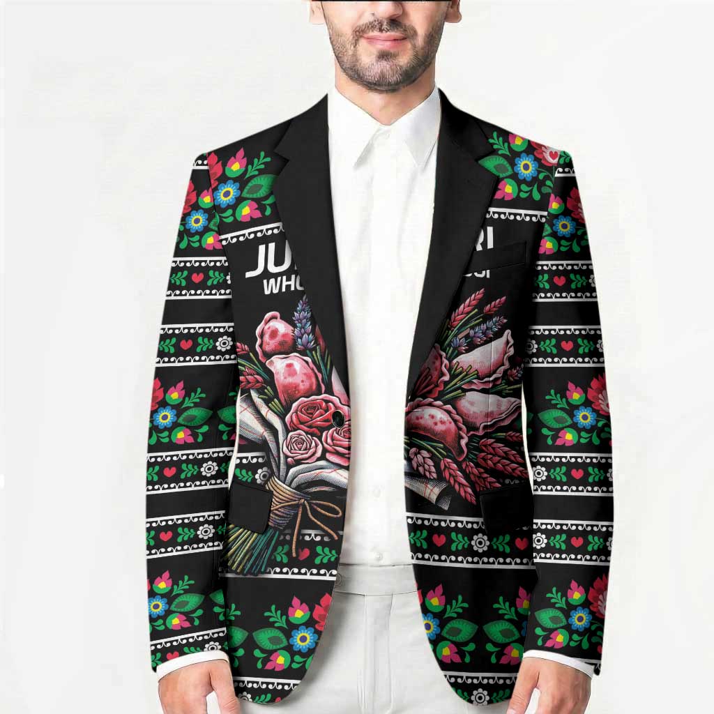 Pink Pierogi Flowers Over Dumplings Blazer