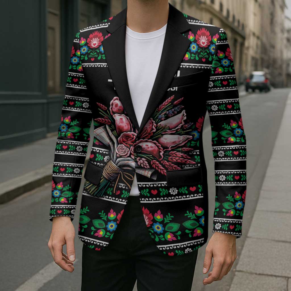 Pink Pierogi Flowers Over Dumplings Blazer