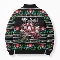 Pink Pierogi Flowers Over Dumplings Bomber Puffer Jacket