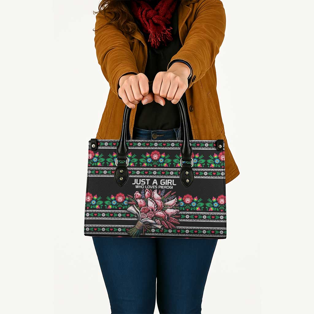 Pink Pierogi Flowers Over Dumplings Leather Bag