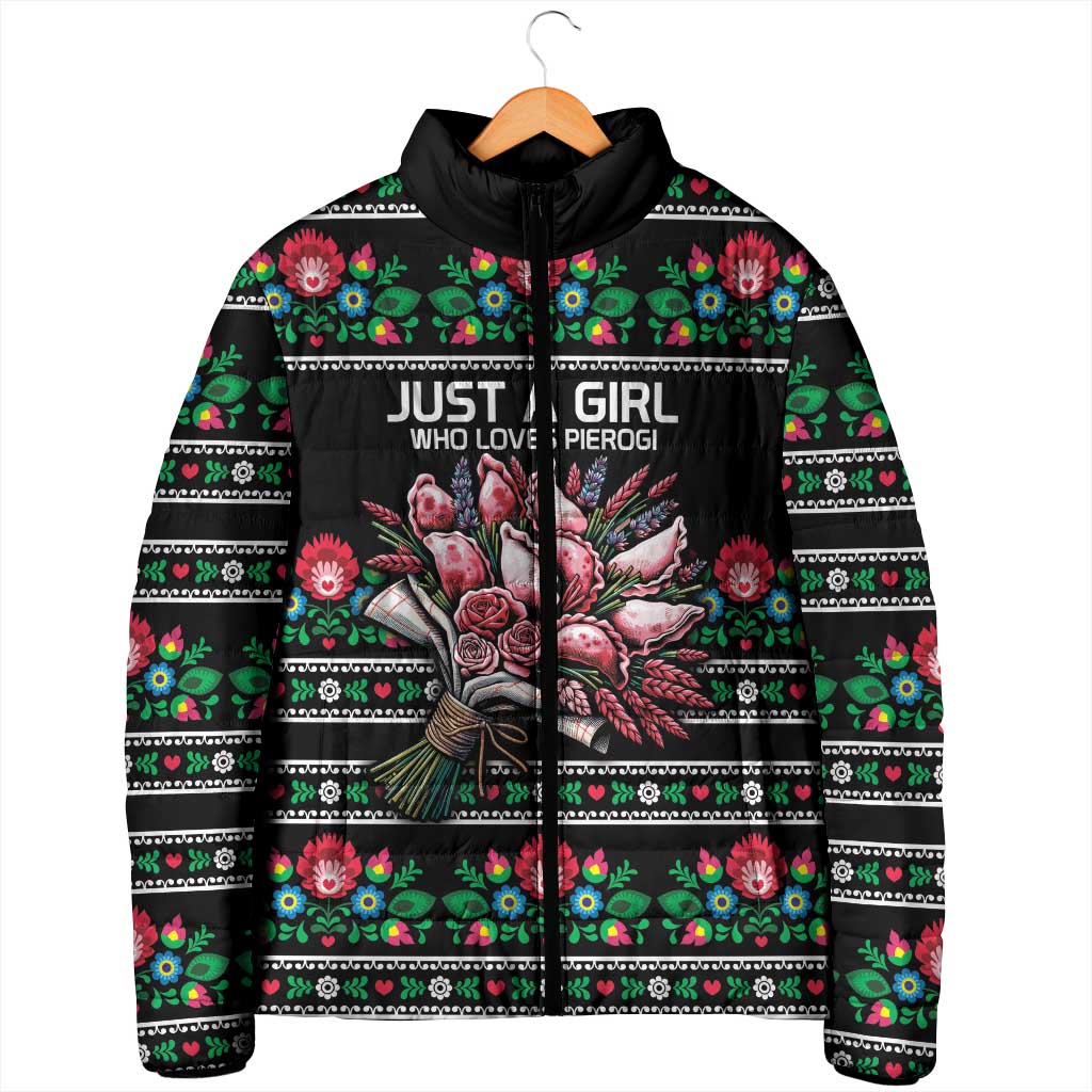 Pink Pierogi Flowers Over Dumplings Padded Jacket