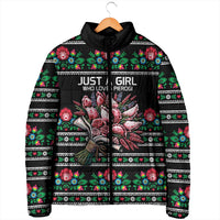 Pink Pierogi Flowers Over Dumplings Padded Jacket