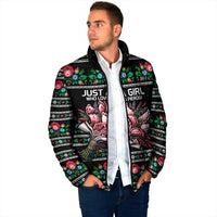 Pink Pierogi Flowers Over Dumplings Padded Jacket