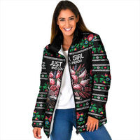 Pink Pierogi Flowers Over Dumplings Padded Jacket