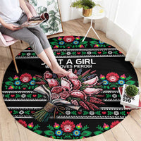 Pink Pierogi Flowers Over Dumplings Round Carpet