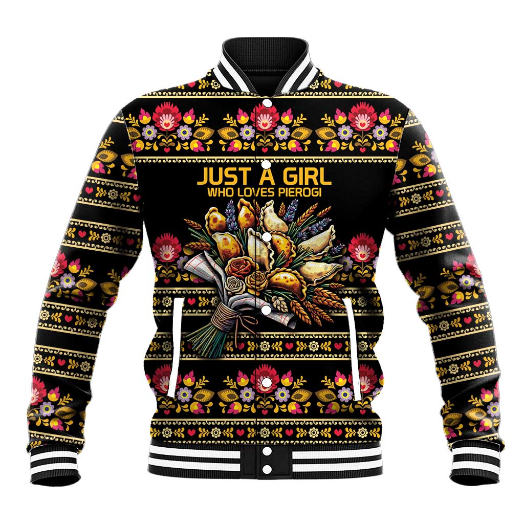 Gold Pierogi Flowers Over Dumplings Baseball Jacket