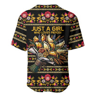 Gold Pierogi Flowers Over Dumplings Baseball Jersey