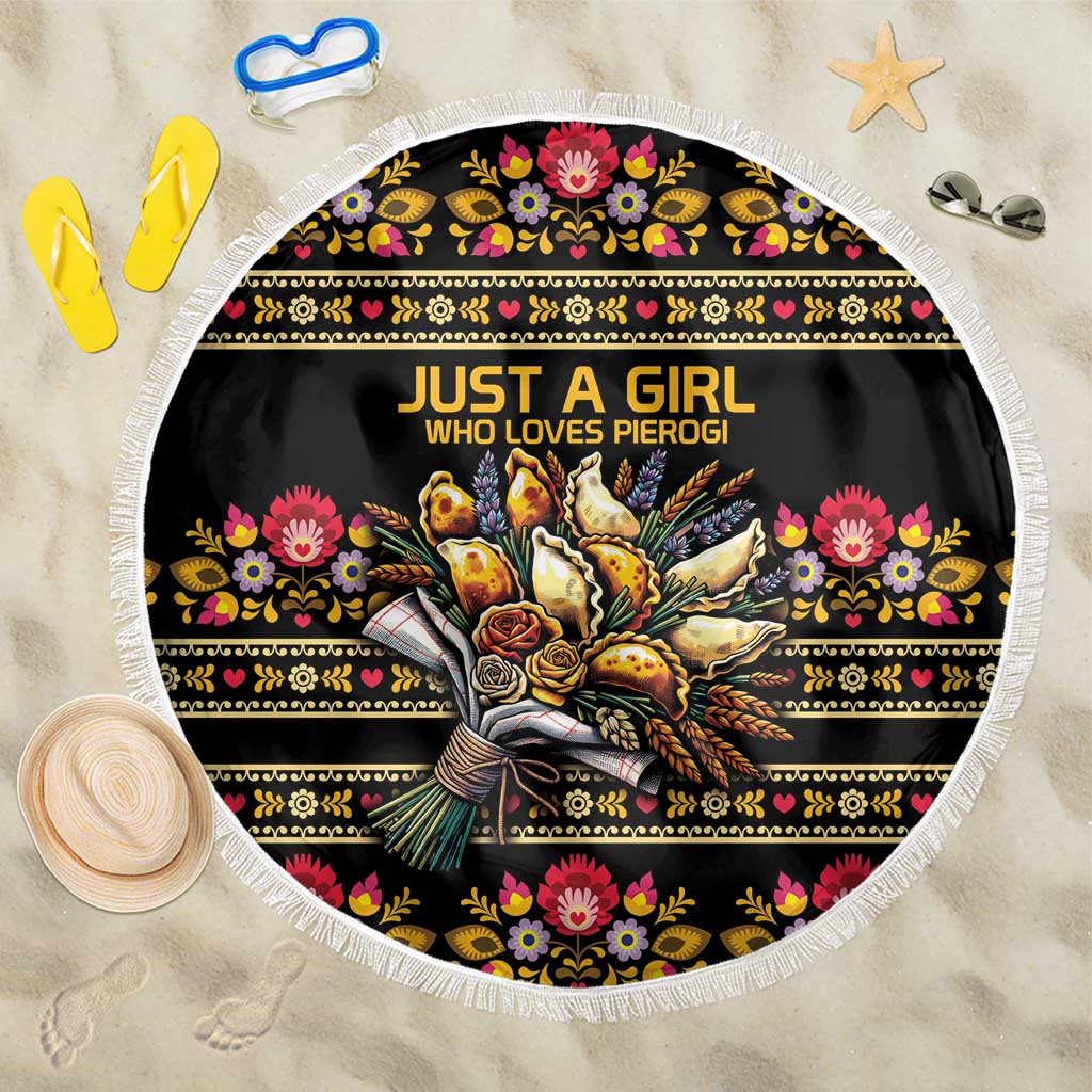 Gold Pierogi Flowers Over Dumplings Beach Blanket