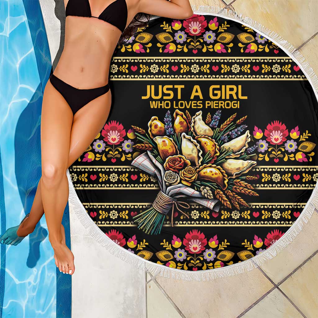 Gold Pierogi Flowers Over Dumplings Beach Blanket